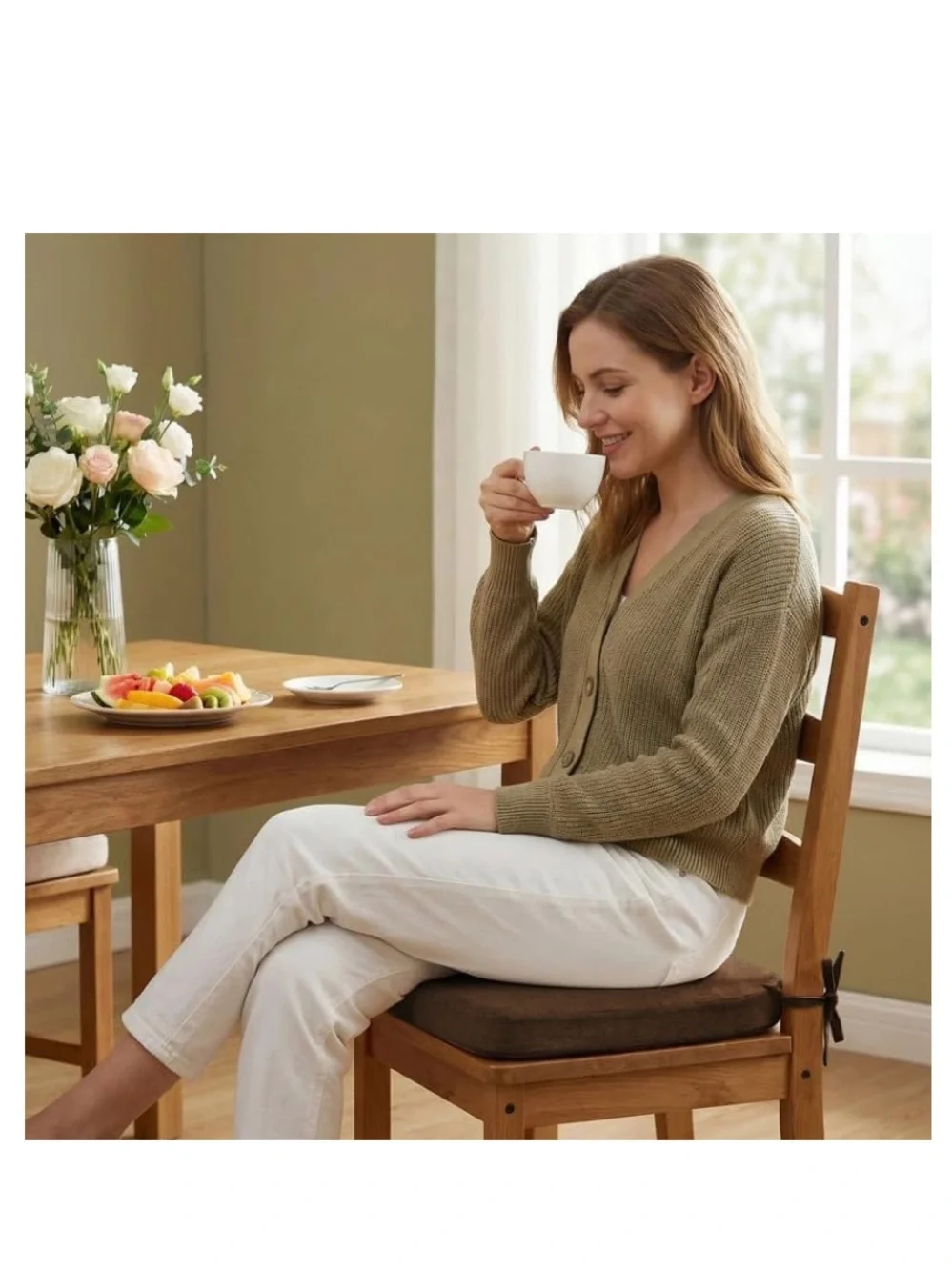 Chair Seat Cushion with Removable Washable Cover - BROWN